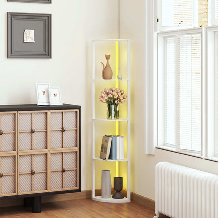 LED Floor Lamp with Shelves, RGB Lighting, Remote Control