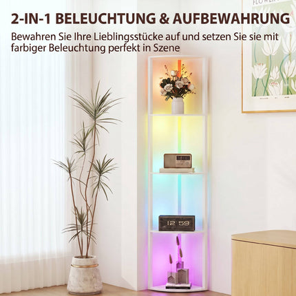 LED Floor Lamp with Shelves, RGB Lighting, Remote Control