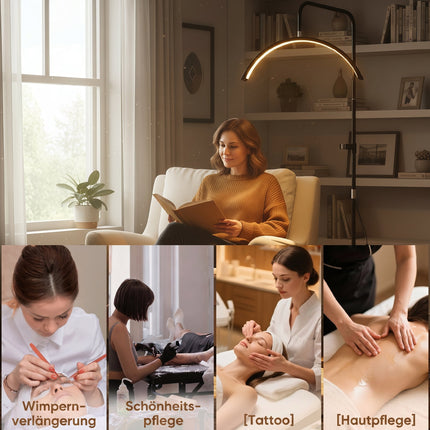 LED Half-Moon Eyelash Lamp, Phone Holder, Adjustable Height