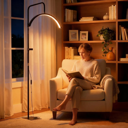 LED Half-Moon Eyelash Lamp, Phone Holder, Adjustable Height