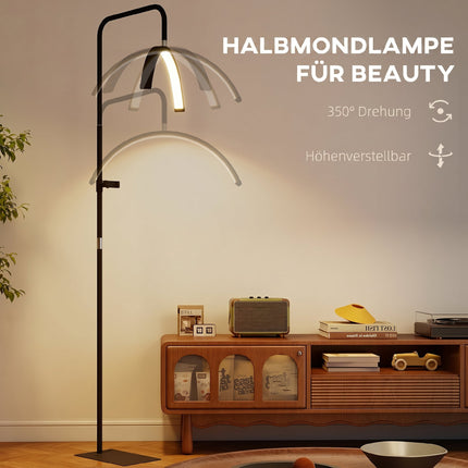 LED Half-Moon Eyelash Lamp, Phone Holder, Adjustable Height