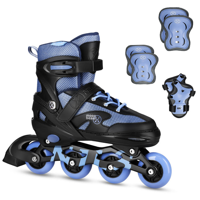 LED inline skates met beschermers, blauw, maat L (39-42)