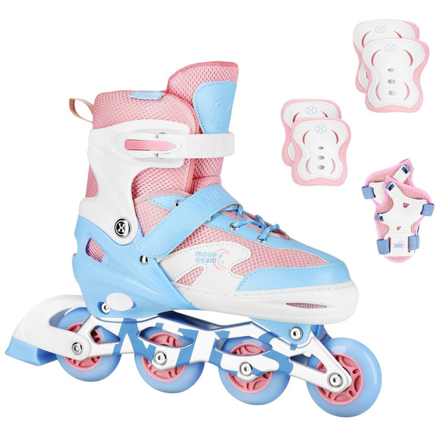 LED Inline Skates with Protectors, White, Size L (39-42)