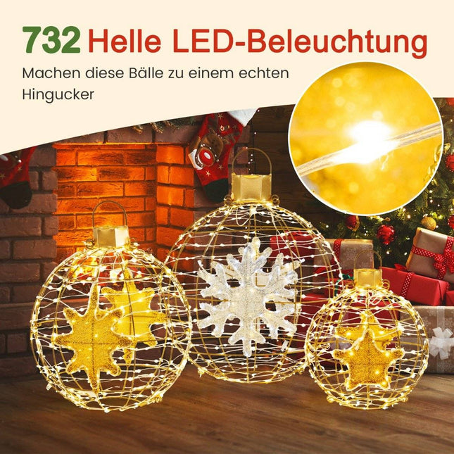 LED Light Balls Set, Indoor/Outdoor, 732 LEDs, 3 Sizes