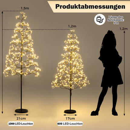 LED Light Tree 150 cm, 1000 Warm White, Cement Stand