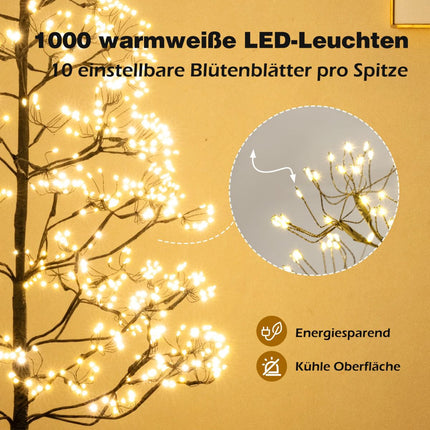 LED Light Tree 150 cm, 1000 Warm White, Cement Stand