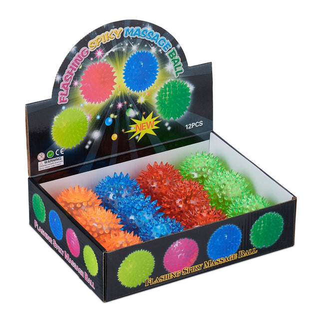 LED Light-Up Spiky Balls, 12-Pack, Multicolor