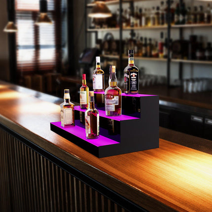 LED Lighted Liquor Bottle Display, 30-Inch 3-Tier, Remote Control