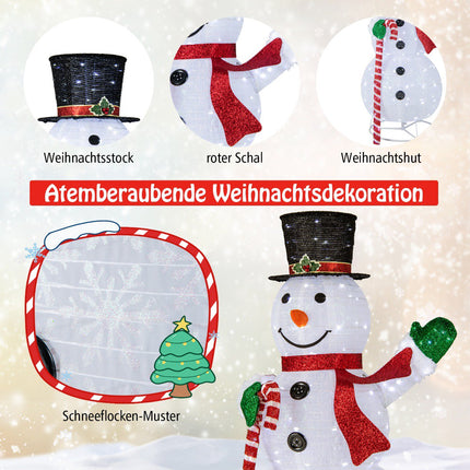 LED Lighted Snowman 150 CM, 180 Lights, Outdoor Stakes