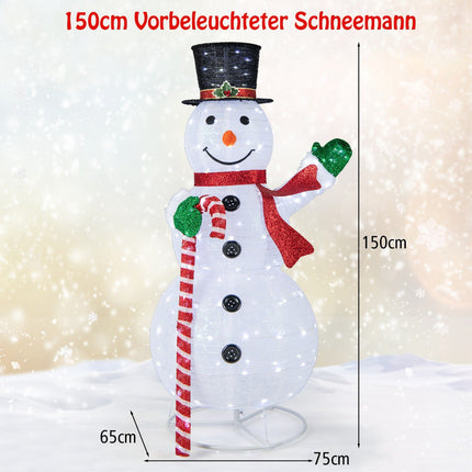 LED Lighted Snowman 150 CM, 180 Lights, Outdoor Stakes