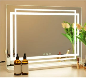 LED Makeup Mirror, 3-Color Dimmable, Touch, 80x62 cm