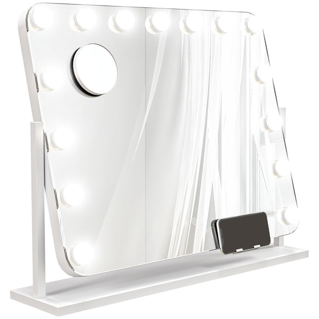 LED Makeup Mirror – 3 Light Modes, Dimmable, USB, 62.5x49.5cm