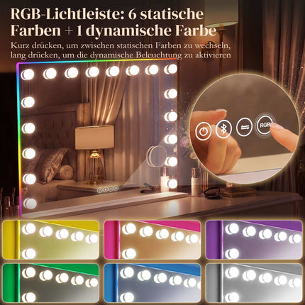 LED Makeup Mirror with Bluetooth, RGB, 10x Magnification