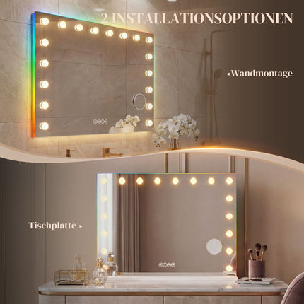LED Makeup Mirror with Bluetooth, RGB, 10x Magnification