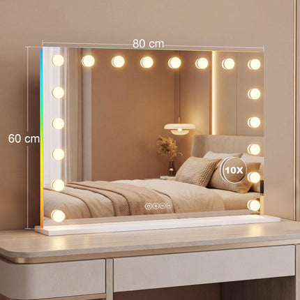 LED Makeup Mirror with Bluetooth, RGB, 10x Magnification