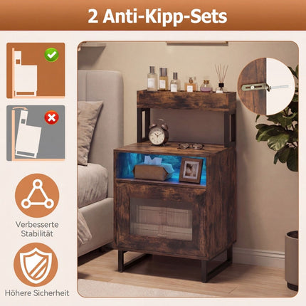 LED Nightstand with Adjustable Lighting and Storage