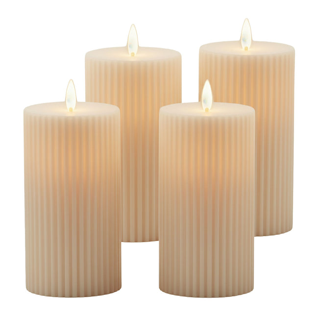 LED Pillar Candles, Flameless, Warm White, Set of 4