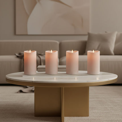 LED Pillar Candles, Flameless, Warm White, Set of 4