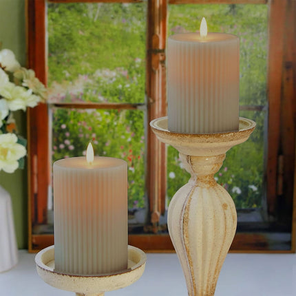LED Pillar Candles, Flameless, Warm White, Set of 4