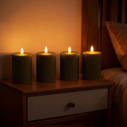 LED Real-Wax Flameless Candles, Flickering Flame, 4-Pack