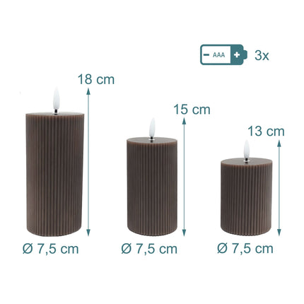 LED Real Wax Flameless Candles – Set of 3