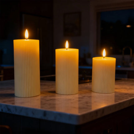 LED Real-Wax Flameless Candles, Set of 3