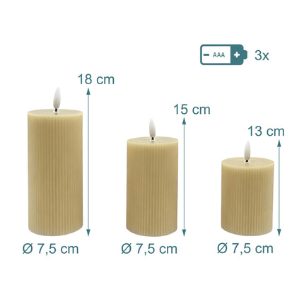 LED Real-Wax Flameless Candles, Set of 3