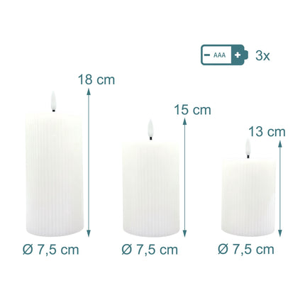LED Real-Wax Flameless Candles, Set of 3