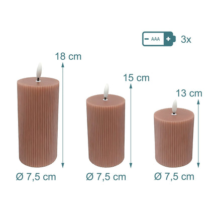 LED Real-Wax Flameless Candles – Set of 3