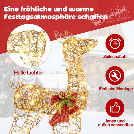LED Reindeer Family Set, 2-Piece, 200 Lights, Outdoor