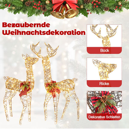 LED Reindeer Family Set, 2-Piece, 200 Lights, Outdoor