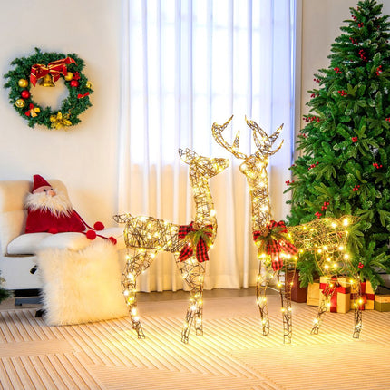 LED Reindeer Family Set, 2-Piece, 200 Lights, Outdoor