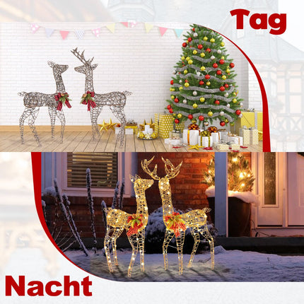 LED Reindeer Family Set, 2-Piece, 200 Lights, Outdoor