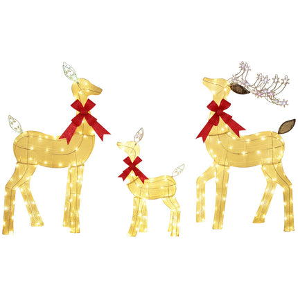 LED Reindeer Family Set – Waterproof, Steel, Polyester