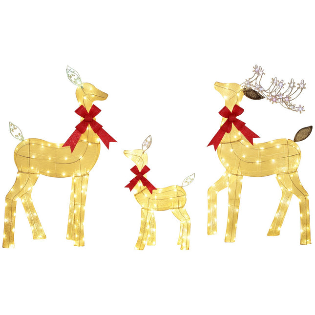 LED Reindeer Family Set – Waterproof, Steel, Polyester