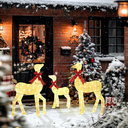 LED Reindeer Family Set – Waterproof, Steel, Polyester