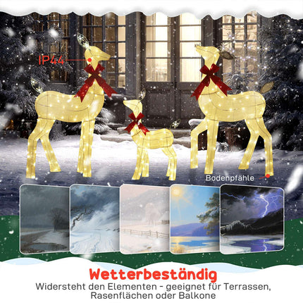 LED Reindeer Family Set – Waterproof, Steel, Polyester