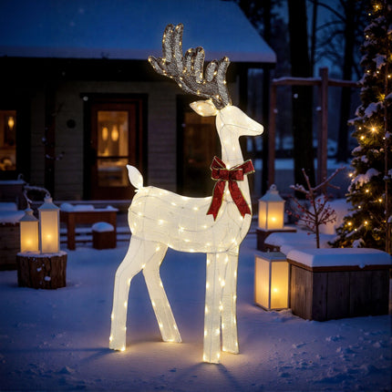 LED Reindeer with Red Bow, 137 Lights, Weatherproof, 66x25x135 cm