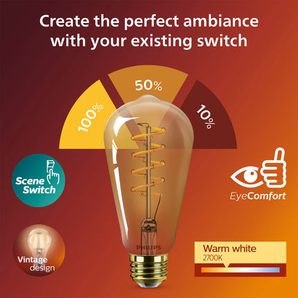 LED SceneSwitch E27 ST64 7-3,8-1W (50W) Deco spiral