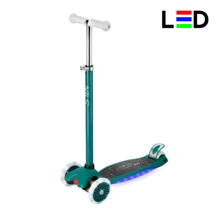 LED Scooter, Green – Adjustable Height, Foldable