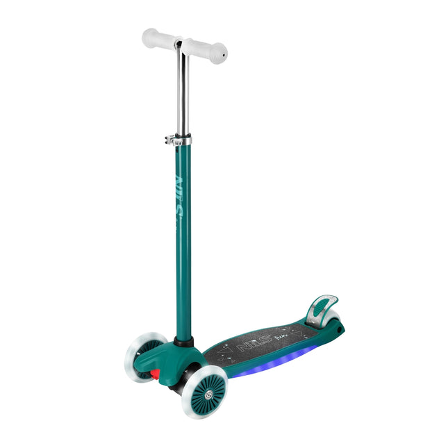 LED Scooter, Green – Adjustable Height, Foldable