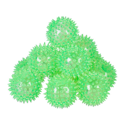 LED Spiky Balls – 12 Pack, Light-Up, Soft Rubber