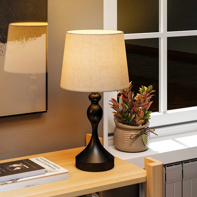 LED Table Lamp with 3 Color Temps, USB A+C Ports, Black Linen Shade