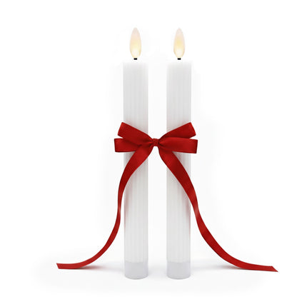 LED Taper Candles, Flameless, Real Wax, Set of 2