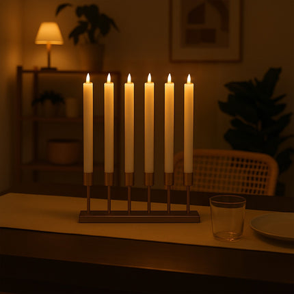 LED Taper Candles, Flameless, Remote & Timer, Set of 6