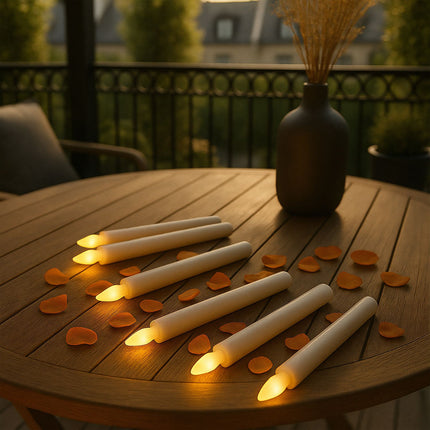 LED Taper Candles, Flameless, Remote & Timer, Set of 6