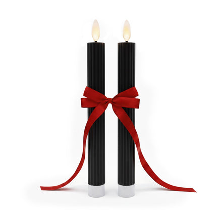 LED Taper Candles, Real Wax, Set of 2, Timer Function