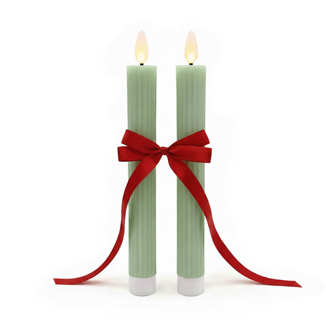 LED Taper Candles, Real Wax, Set of 2, Timer Function