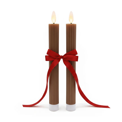 LED Taper Candles, Real Wax, Set of 2, Timer Function