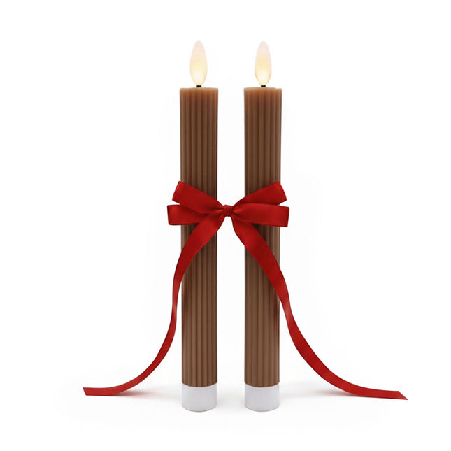 LED Taper Candles, Real Wax, Set of 2, Timer Function
